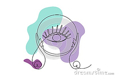 Magical crystal ball with clairvoyant eye - esoteric mystical talisman with abstract organic shapes. Spiritual object in Vector Illustration