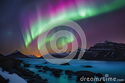 The Sparkling Dance of Aurora Borealis and Nature's Magnificent Work of Art . Stock Photo