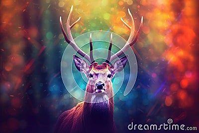 Magical Deer, Generative AI Stock Photo