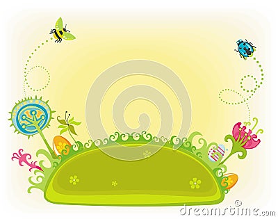 Magical Easter spring garden. Vector Illustration