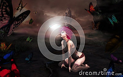 Magical Fantasy Butterly Portal To The World Of Fairies Stock Photo
