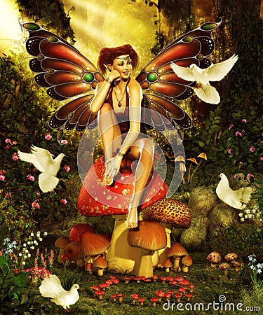 Magical Forest Fairy Stock Photo