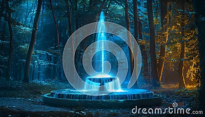 Magical fountain in the forest Stock Photo