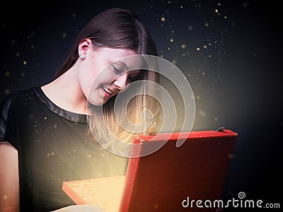 Magical gift box Stock Photo