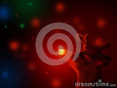 Magical glowing deer with colorful lights Stock Photo