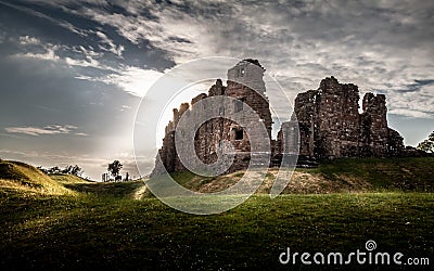 Magical gorgeous moody view of Brough Castle in Cumbria, England Stock Photo