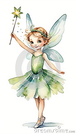 A Magical Little Green Angel Fairy of legend Stock Photo