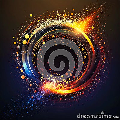 Magical neon background with bokeh and tiny partic, generative AI Stock Photo
