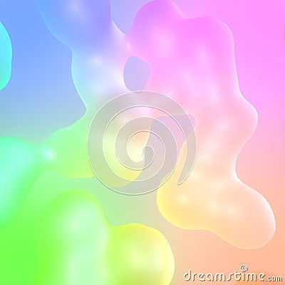 Neon colored liquid blobs. Viscous droplets organic structure. Fluid abstract shapes. 3d rendering digital illustration Cartoon Illustration