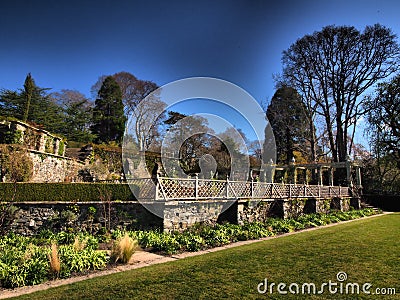 A magical park full of trees and flowers-Bodnant Garden is a National Trust property near Tal-y-Cafn, Conwy, Wales Stock Photo