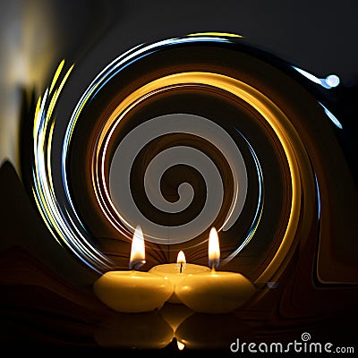 Magical portal created by candles. Stock Photo