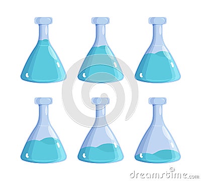 Magical potion. Jar bottles with witchcraft antidote vector pictures set Vector Illustration