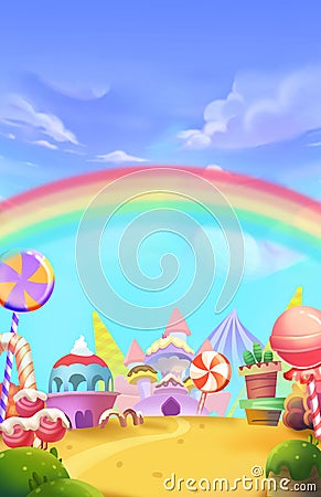 Magical Rainbow Land. Children Imaginary Stock Photo