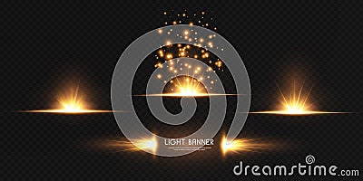 Magical sparkling golden glow effect. Vector Illustration