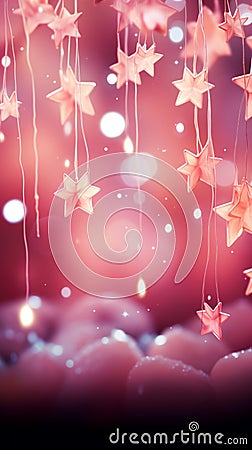 Magical stars twinkle against an ethereal backdrop in soothing soft pink tones Stock Photo