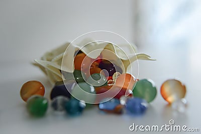 Magical symbols for esoteric divination. concept of magic and divination, esoteric gems light background. Natural stones, Stock Photo