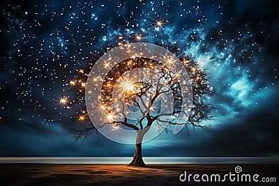 magical tree concept, AI generated Stock Photo