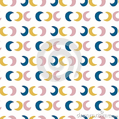 Magical Triple Moon Stripe Background Vector Seamless Pattern. Cute Nighttime symbol for Newborn Baby Bedding, Pyjama Vector Illustration