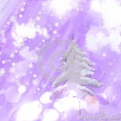 Magical winter card suitable for all Winter Hollidays - Christmas, New Year and for all Winter Season Stock Photo