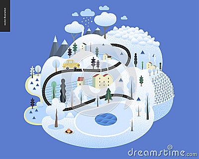 Magical winter landscape Vector Illustration