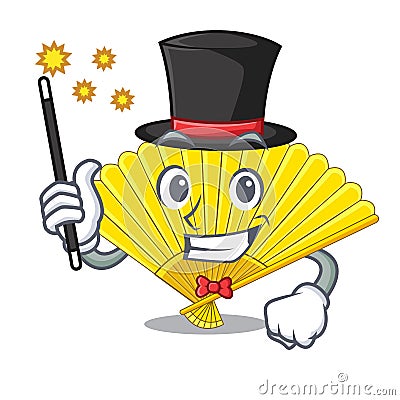Magician folding fan isolated with the cartoon Vector Illustration
