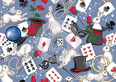 Magician items seamless pattern, background. Vector Illustration
