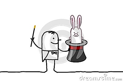 Magician & rabbit Vector Illustration