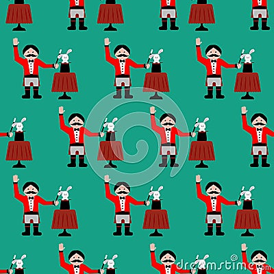 Magician with rabbit pattern Vector Illustration