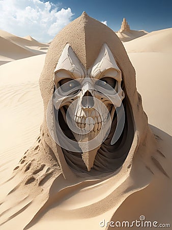 The magician's skull made of desert sand Stock Photo