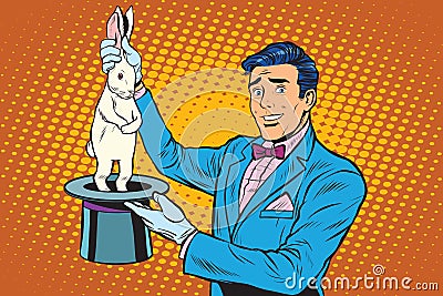 Magician trick rabbit Vector Illustration