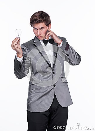 Magician using telekinetic powers Stock Photo