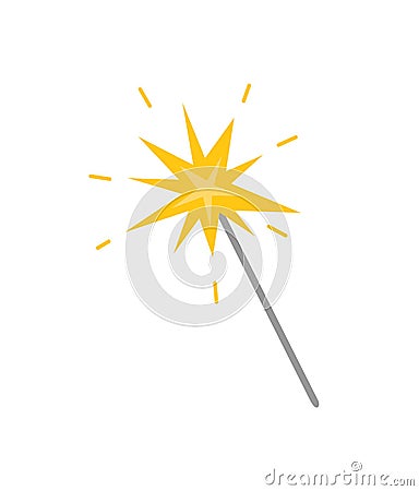 Magicion Stick with Star, Flat Icon Isolated Vector Illustration