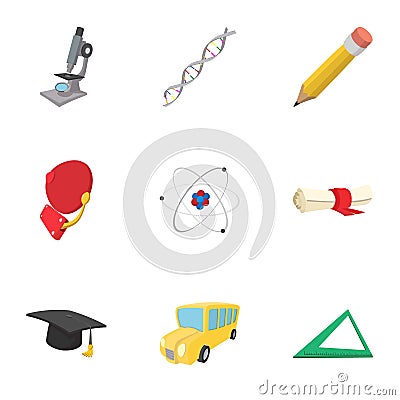 Magistracy icons set, cartoon style Vector Illustration