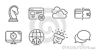 Magistrates court, Marketing strategy and Smile icons set. Messenger, 5g internet and Seo timer signs. Vector Stock Photo