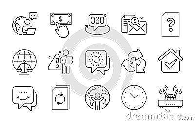 Magistrates court, Unknown file and Update document icons set. Smile face, Wifi and Recycle signs. Vector Vector Illustration