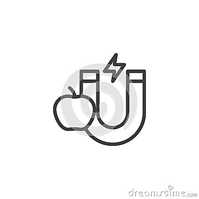 Magnet and apple line icon Vector Illustration