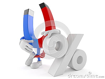 Magnet character with percent symbol Stock Photo