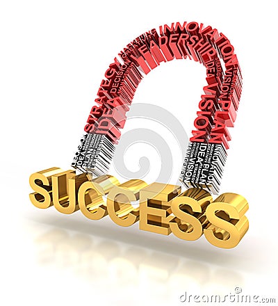 Magnet formed by business words attracting success Stock Photo