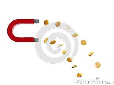 Magnet and gold coin Stock Photo