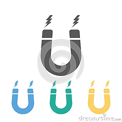 Magnet icon, polarity, pole, magnetic, energy Vector Illustration