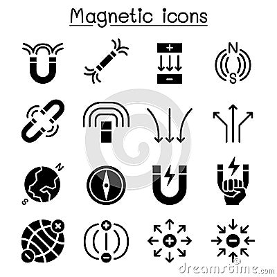 Magnet icon set Cartoon Illustration