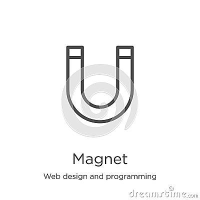 magnet icon vector from web design and programming collection. Thin line magnet outline icon vector illustration. Outline, thin Vector Illustration