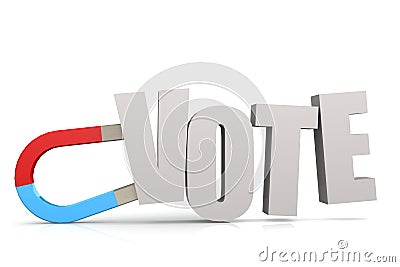 Magnet magnetizes the word vote Stock Photo
