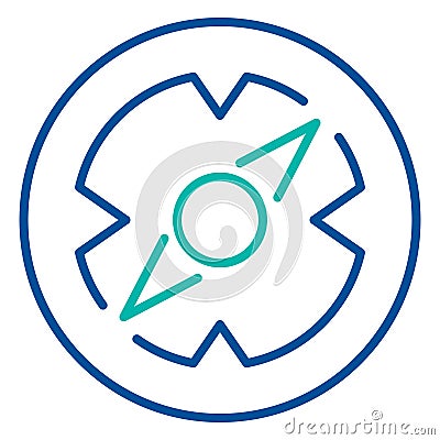 Magnetic Compass Business Process Stroke Icon Vector Illustration