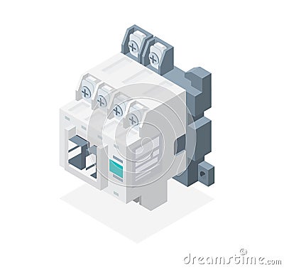 Magnetic contactor plc isometric designed Vector Illustration