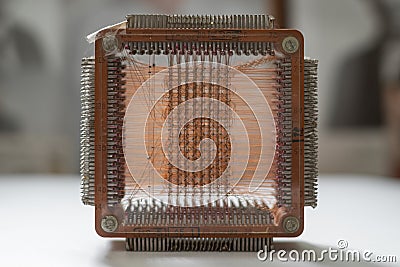 Magnetic-core memory - was the predominant form of random-access computer memory Stock Photo