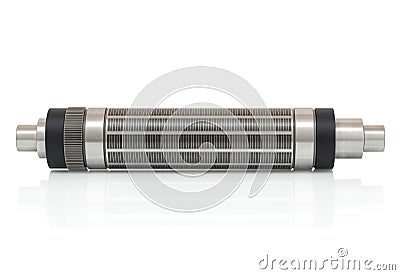 Magnetic cylinder for die cut on rotary printing press isolated on white background with shadow reflection. Stock Photo