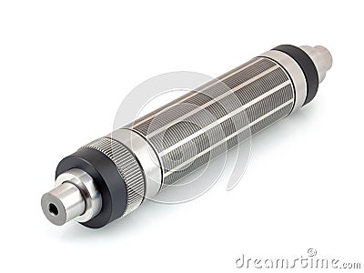 Magnetic cylinder for die cut on rotary printing press isolated on white background with shadow reflection. Stock Photo