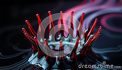 Magnetic fluid spikes abstract science art dynamic and intriguing Generative AI Stock Photo