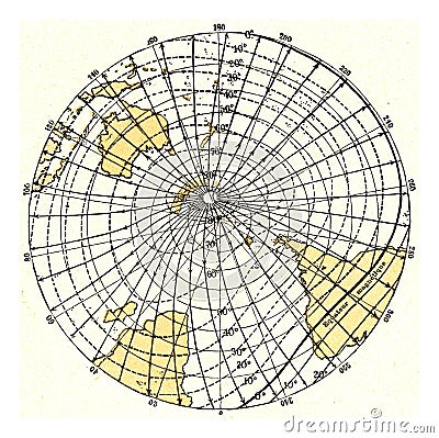 Magnetic meridians and isoclines or lines of equal magnetic inclination, vintage engraving Cartoon Illustration